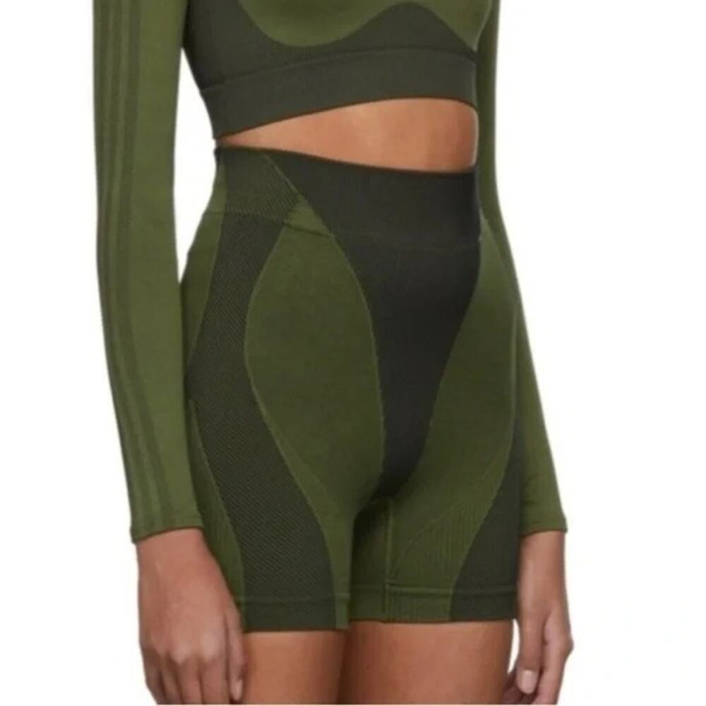 Nwt Ivy Park Seamless Bike Shorts Green Ribbed Compression Biker Womens XS